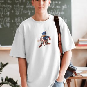 Captain America- Donald Duck White Oversized T-shirt