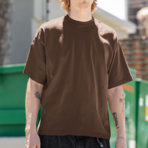 Oversized Brown Solid T-shirt