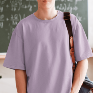 Oversized Lavender Solid T-shirt