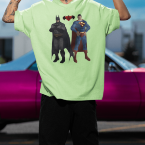Batman & Superman Sage Green Oversized T-shirt