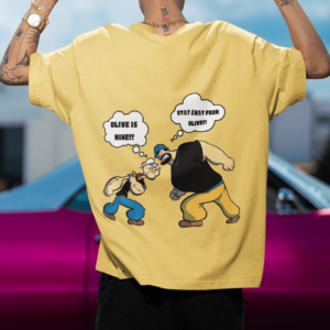 Popeye-Pluto Beige Oversized T-shirt